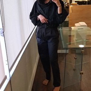 Levi Premium Tailor High Loose Taper Black Pant Women's 25 W/30 L with Belt